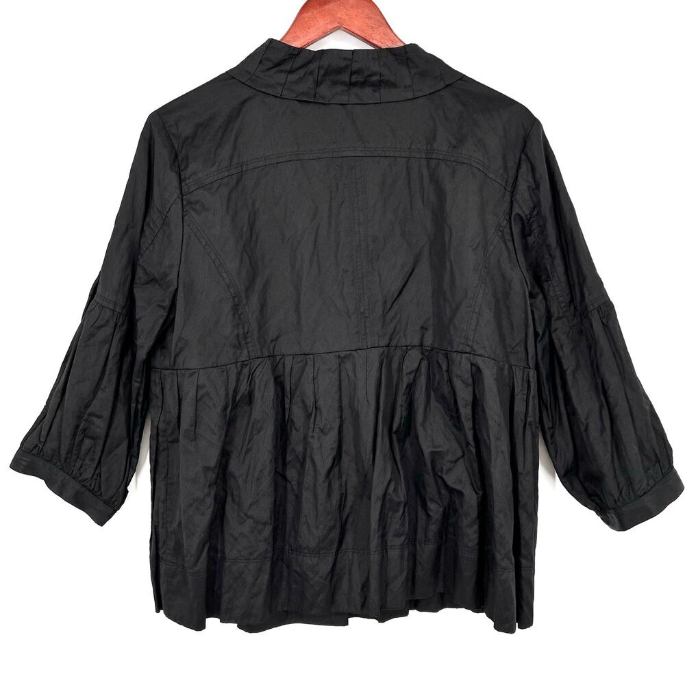 Emanuel Ungaro Womens Sz 16 Formal Black Crinkle Jacket Blouse Shirt Top Dinner - Picture 7 of 7